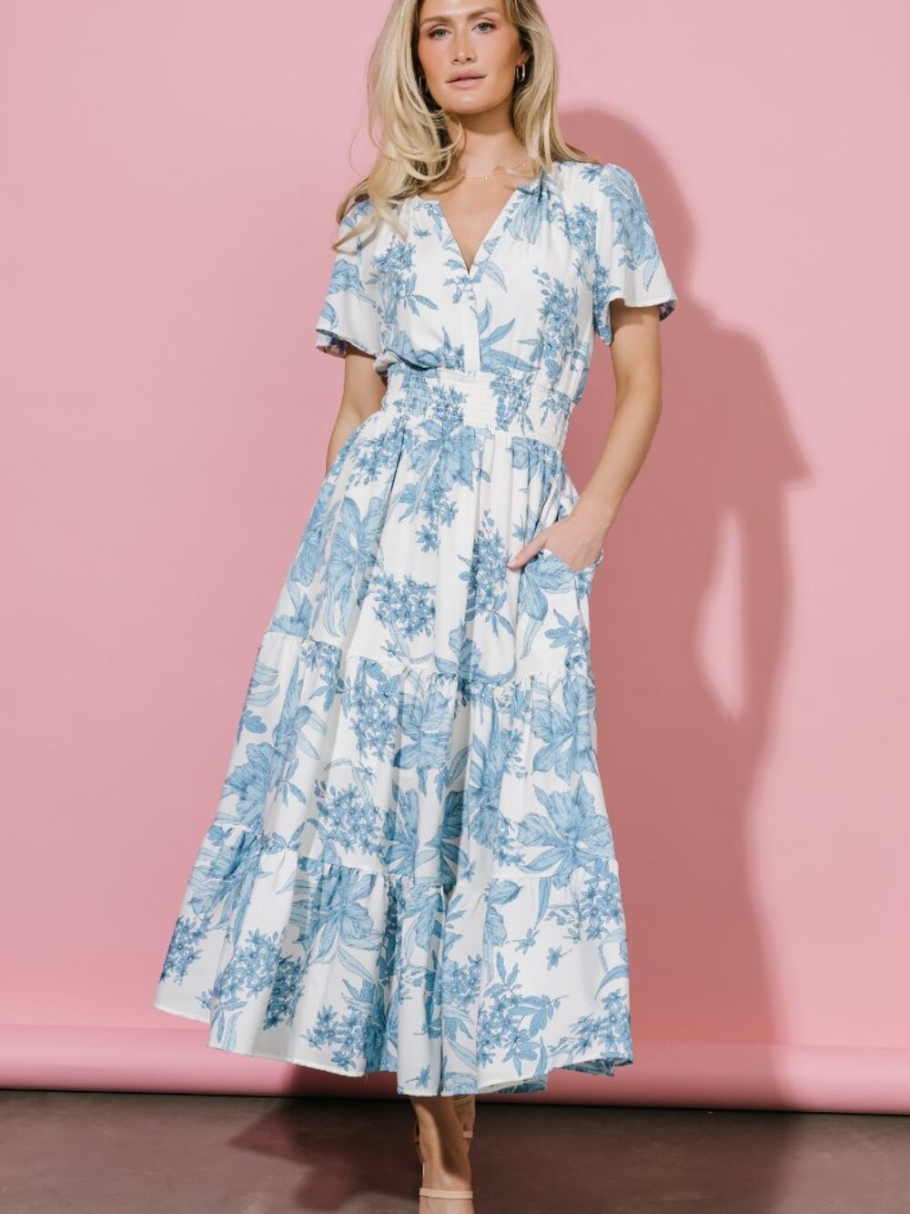 Baltic Born Holland Dress | Off White + Blue Size LL - Picture 2 of 5